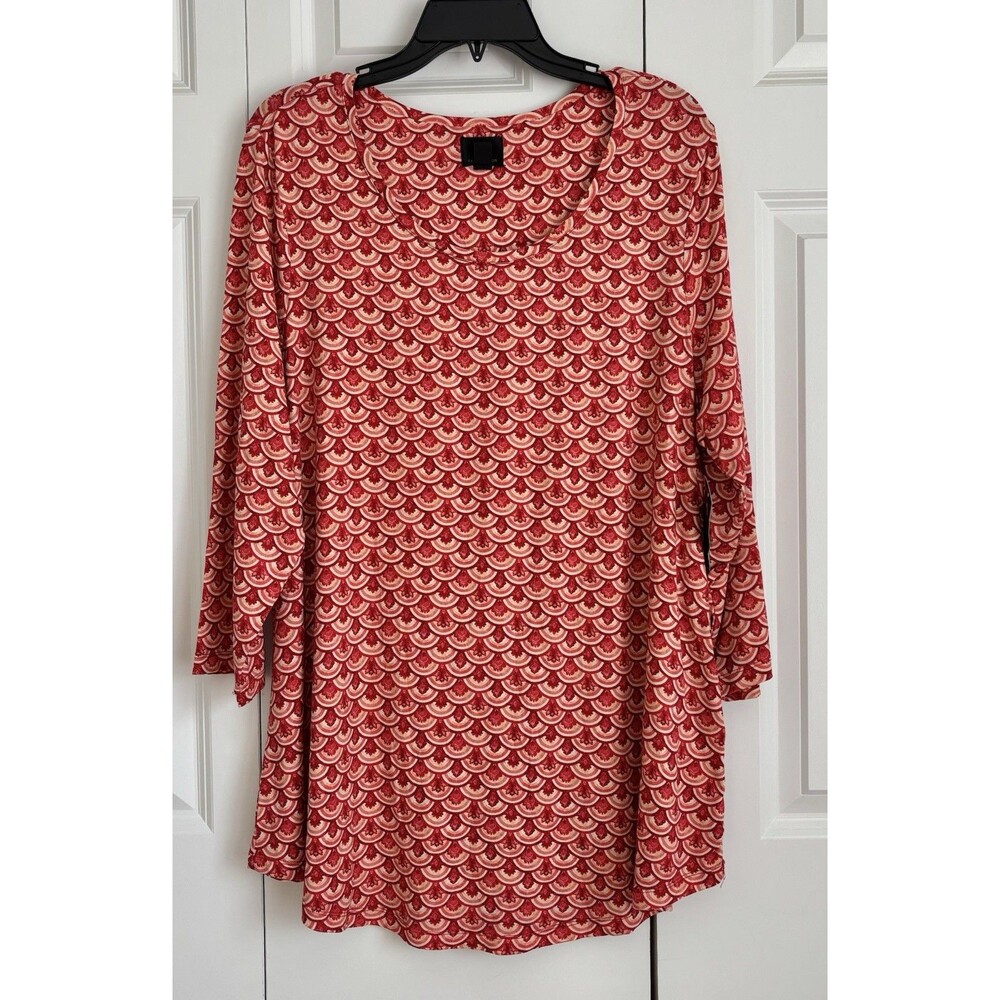 JM COLLECTION WOMENS TOPS CHERFUL PECH 3/4 SLEEVE PULLON RELAXED FIT, ROUND NECK